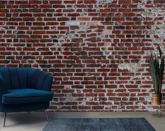 Brick look wallpaper Old stone pattern Industrial Peel and Stick Textured Stone Wall Mural Office Wallpaper Teenager mural Home Wall Decor