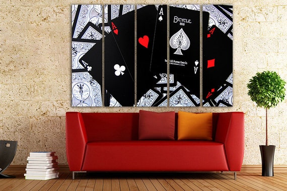 Poker Canvas Four Of Kind Poker Ace Wall Art Casino Art Game Etsy