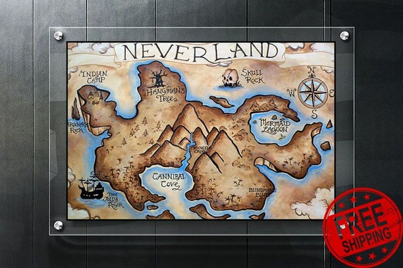 Neverland map Poster Map print Neverland map poster Neverland | Etsy