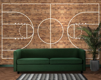 Mural de pared de baloncesto, decoraciones para fiestas deportivas, papel tapiz de pared, decoración de habitación para niños, papel tapiz de juego, decoración deportiva, mural de pared de juego, calcomanía de pared para niño adolescente