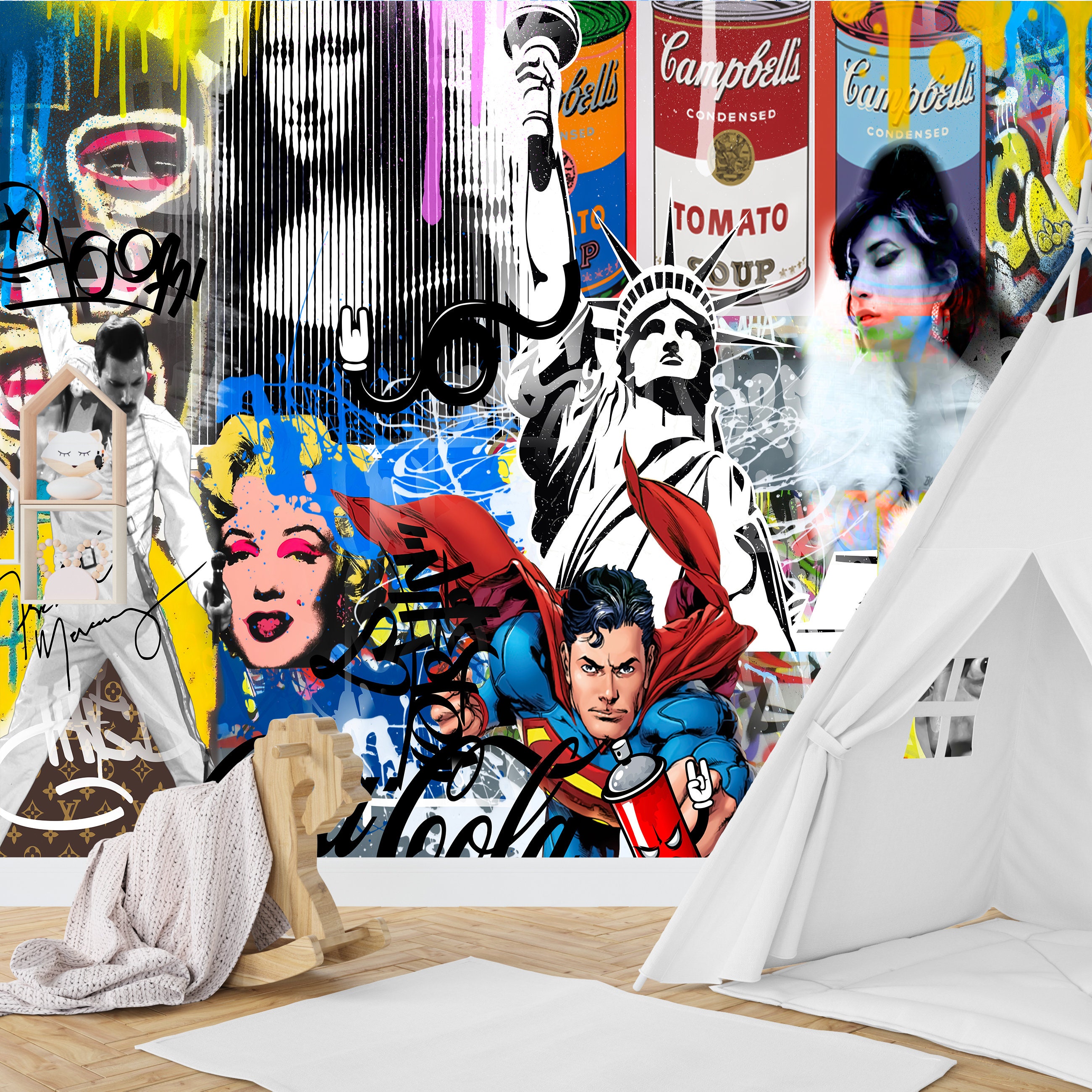Graffiti Street Art Urban Wallpaper Peel & Stick Abstract Wall Mural ...