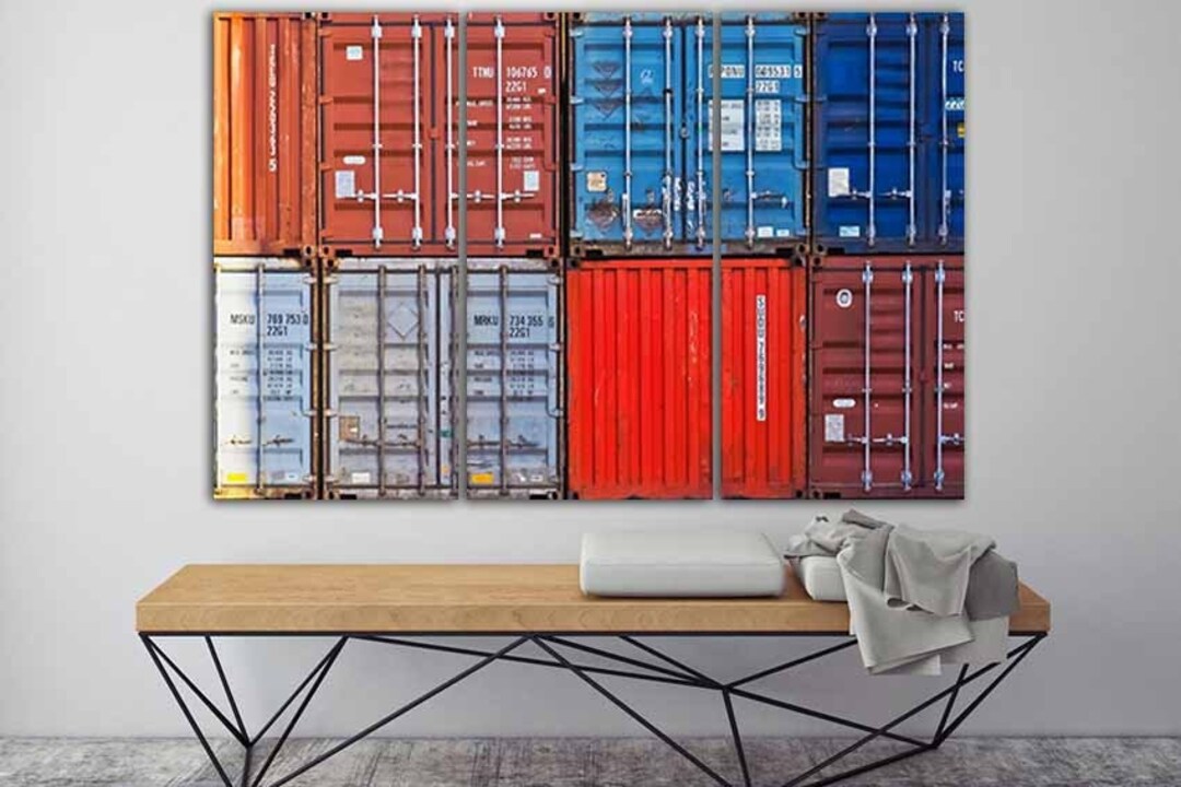 Containers Wall Art Warehouse Canvas Nautical Print Art Etsy