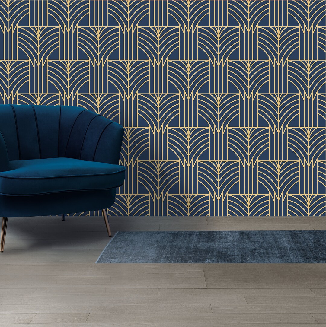 Art Deco Wallpaper Elegance Wall Mural Geometric Patterns Peel and ... - Textured Wall Decor For Small Modern Apartments With Art Deco Patterns
