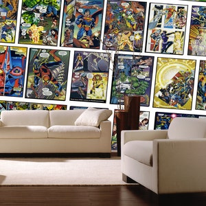 Retro Pop Art Wallpaper Peel and Stick Vintage Comics Art Wall Mural Gaming room decor Collage Wallpaper Modern art wallpaper Cartoon decor