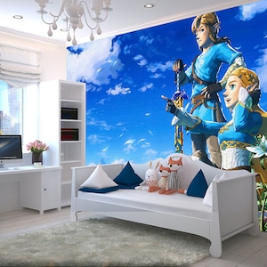 Zelda Wallpaper Wall Mural Breath of the Wild Gaming Room Decor Peel and Stick Gamer Wallpaper  Nursery or Playroom Wall Art