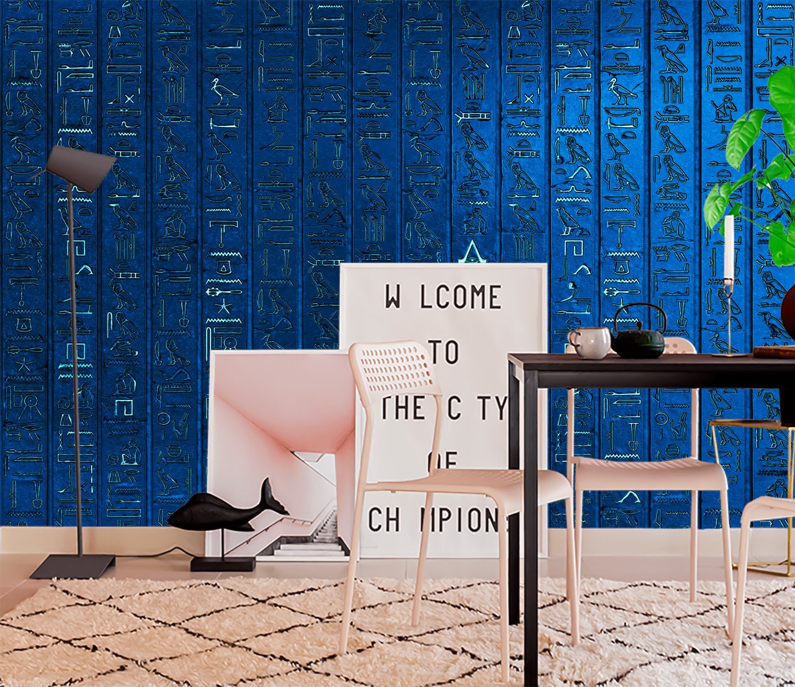 Egyptian Wallpaper Blue Wall Mural Ancient Egypt Mythology Wallpaper ...