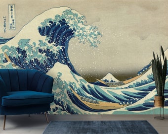 Japanese Great Wave Wallpaper Wall Mural Peel and Stick Kanagawa Wallpaper Japanese Mural Print Great Wave  Self Adhesive Vintage Wallpaper