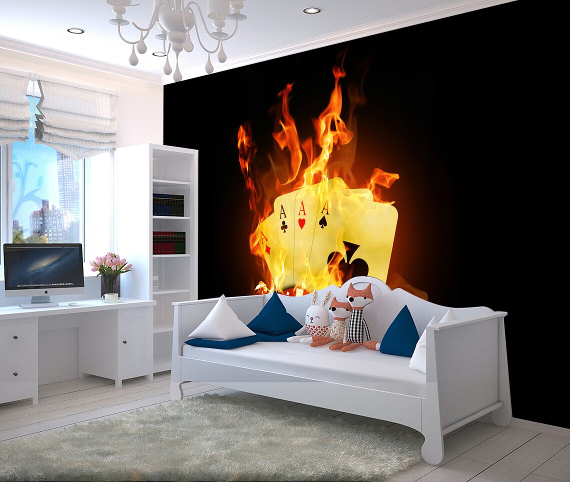 Poker Wallpaper Game Room Wall Decor Peel and Stick Gambling Wall Art