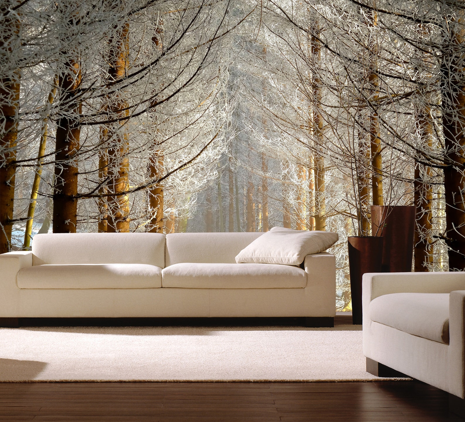 Winter Trees Wall Mural Peel & Stick Forest Wallpaper Forest Wall Decor ...
