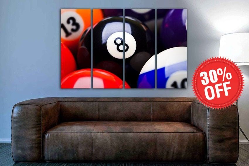 Billiard Ball Canvas Billiard Wall Art Sport Print Pool Wall Etsy
