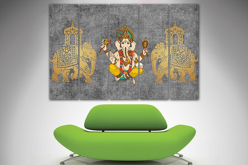 Ganesha Wall Art Elephant Print Ganesha Gold Decor Buddha Etsy
