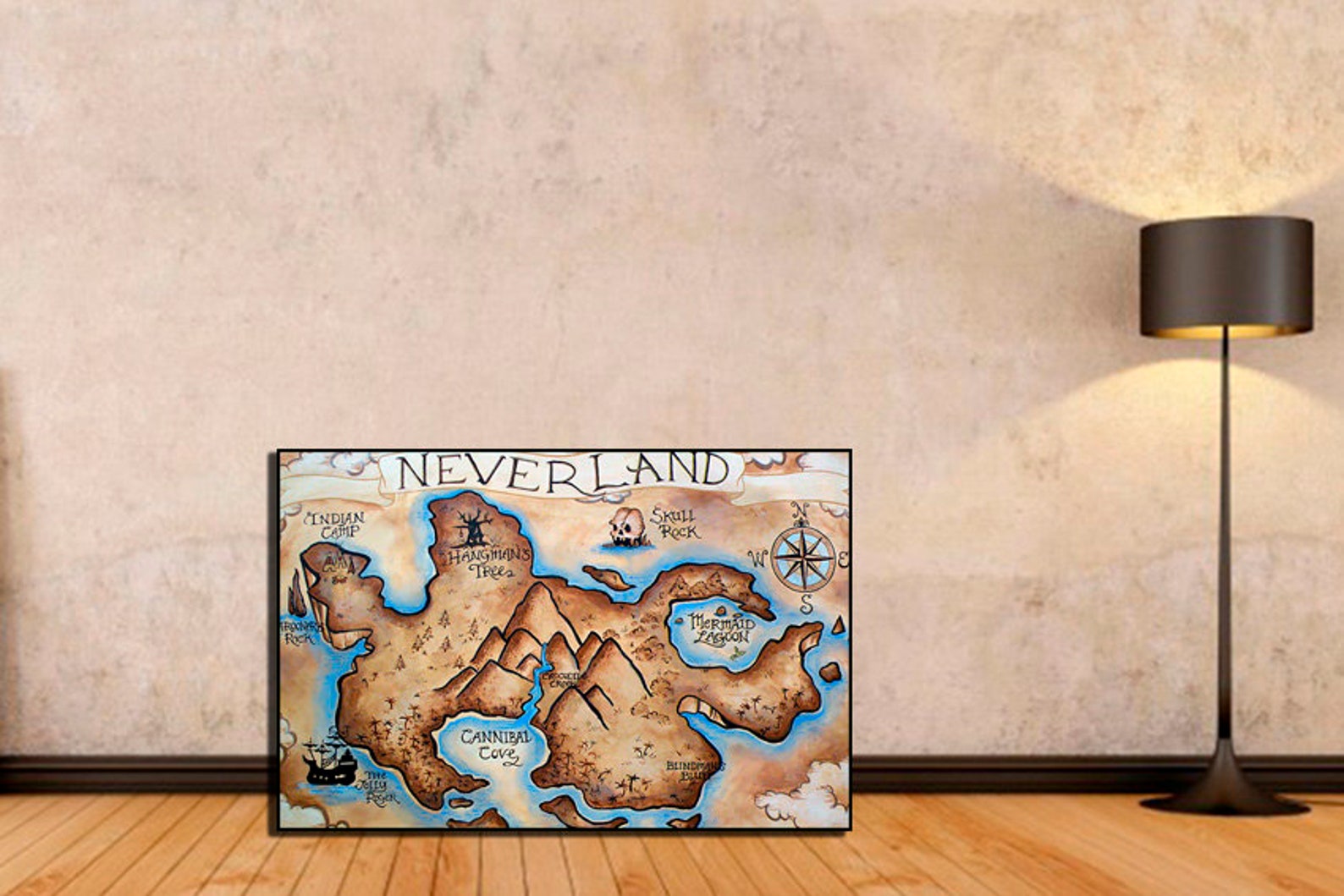 Neverland map Poster Map print Neverland map poster Neverland | Etsy