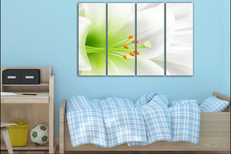 Lily Canvas Nature Décor Flower Wall Art White Lily Décor Etsy