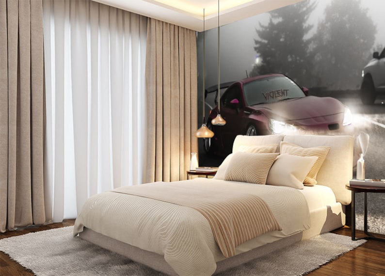 Sport Car Racing Wall Art Mural & Wallpaper Sport Car Garage Peel and ...
