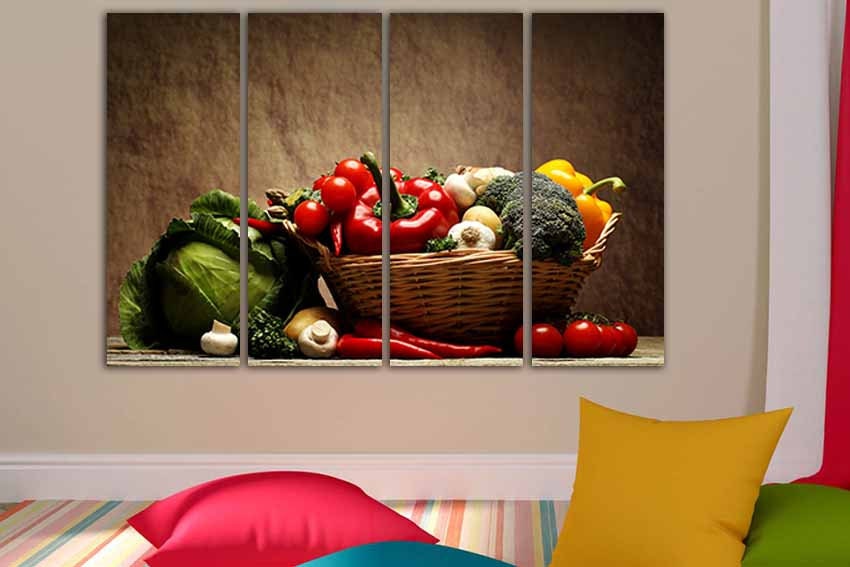 Vegetable canvas Kitchen decor Healthy food art Cafe artwork Etsy