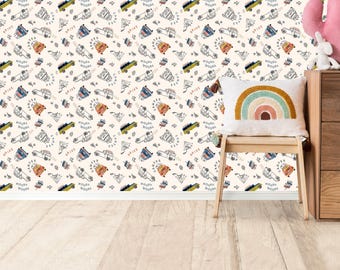 Kids Car Wallpaper Peel and Stick Boys Room Wall Mural Playroom Nursery Wallpaper Removable Car Pattern Wall Decor