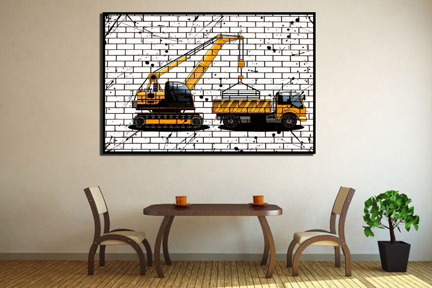 Crane Poster Truck Wall Art Vehicle Wall Decor Construction Etsy