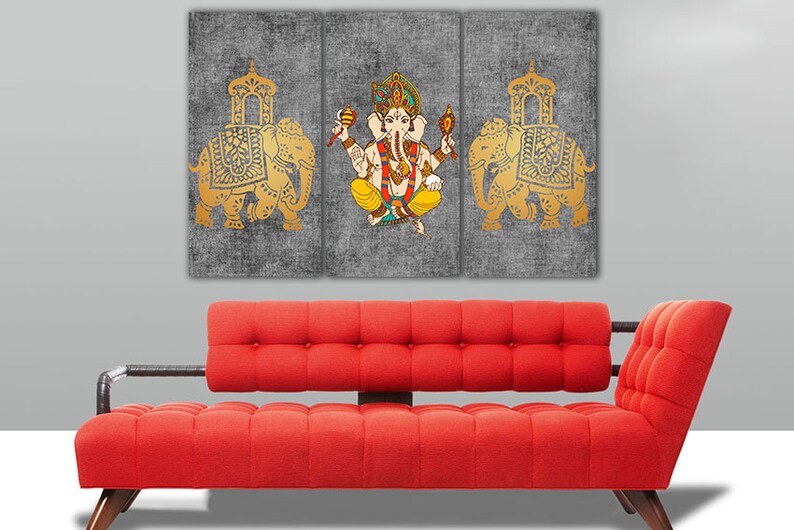 Ganesha Wall Art Elephant Print Ganesha Gold Decor Buddha Etsy