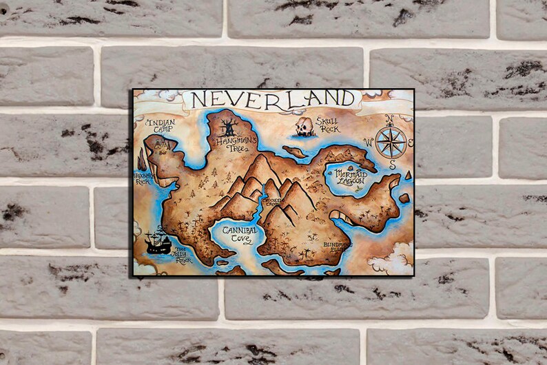 Neverland Map Poster Map Print Neverland Map Poster Neverland - Etsy