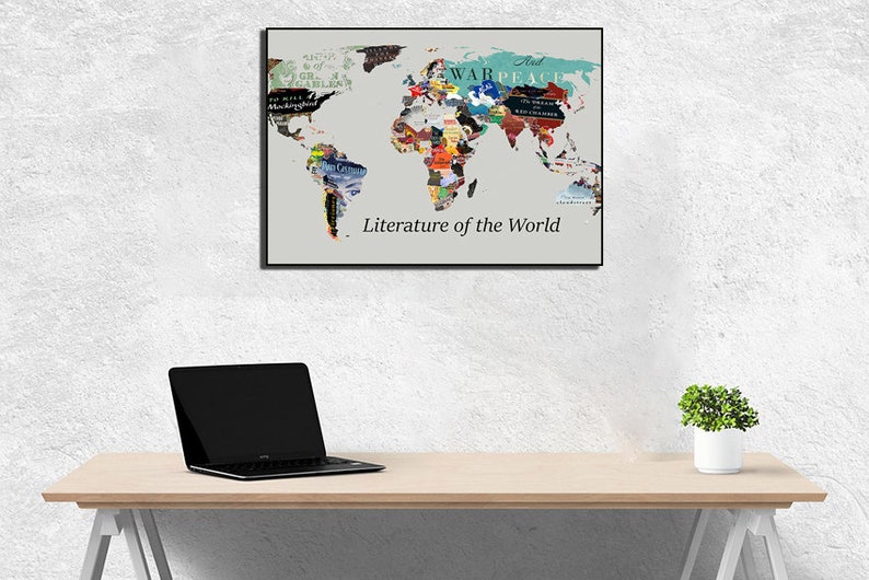 Literature map World Literature Map Literary Poster Literature Art Literary Print Literary Gifts World map poster Book Lover Gift World map image 2