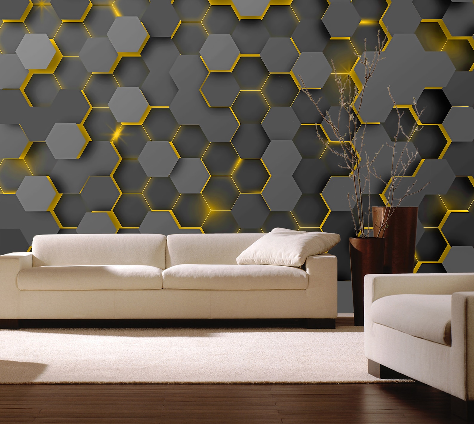 Акцентная стена с изображением дикой кошки