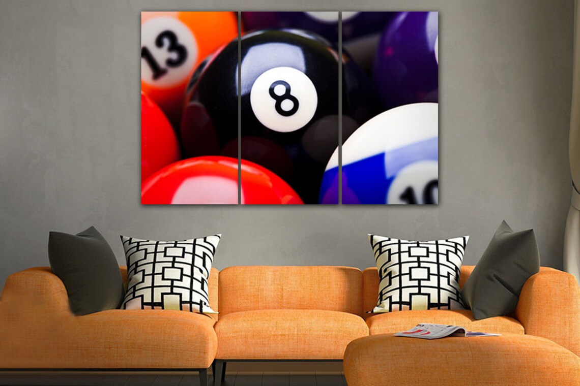 Billiard Ball Canvas Billiard Wall Art Sport Print Pool Wall Etsy
