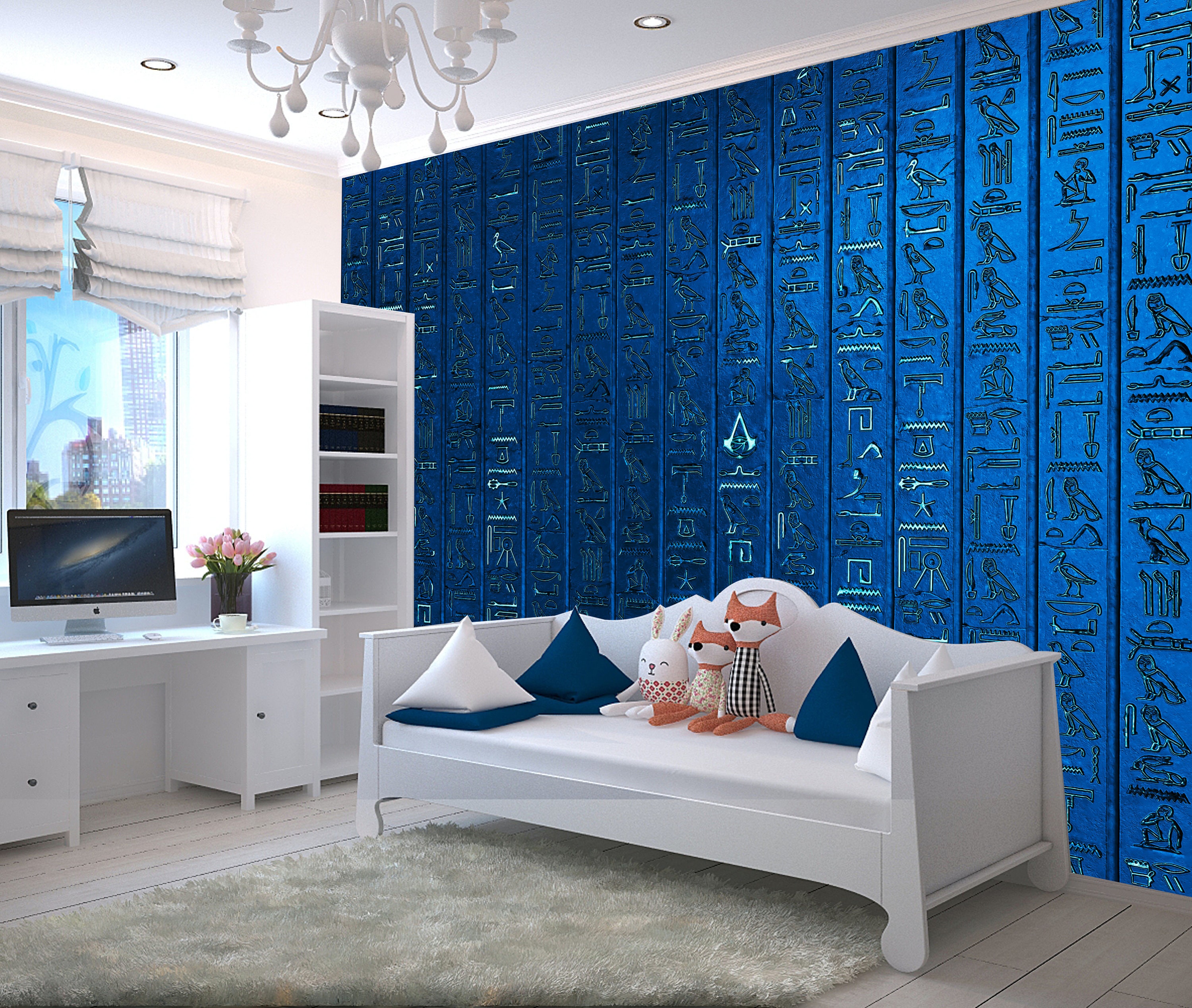 Egyptian Wallpaper Blue Wall Mural Ancient Egypt Mythology Wallpaper ...