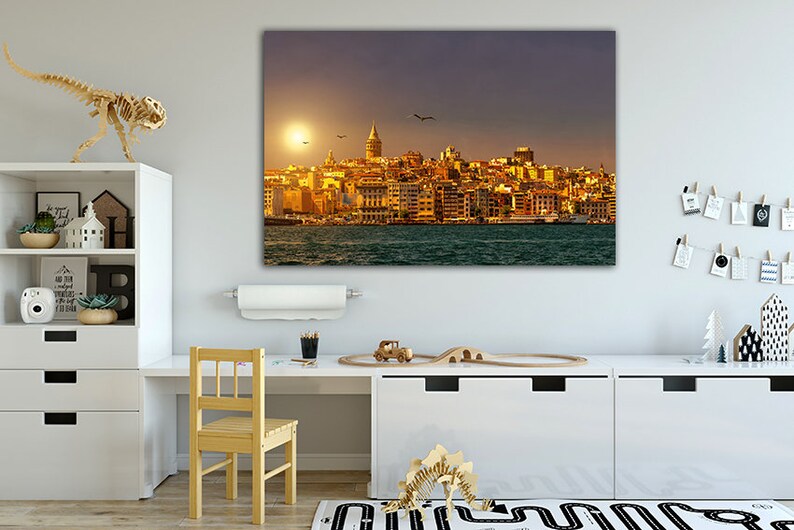 Istanbul canvas Landscape art Turkey wall art Sunset decor | Etsy