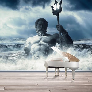 Mythology Wallpaper Ancient Greek Wall Mural Poseidon non woven wallpaper Kids Room Decor Vintage Peel and Stick antique mural Home Wall Art