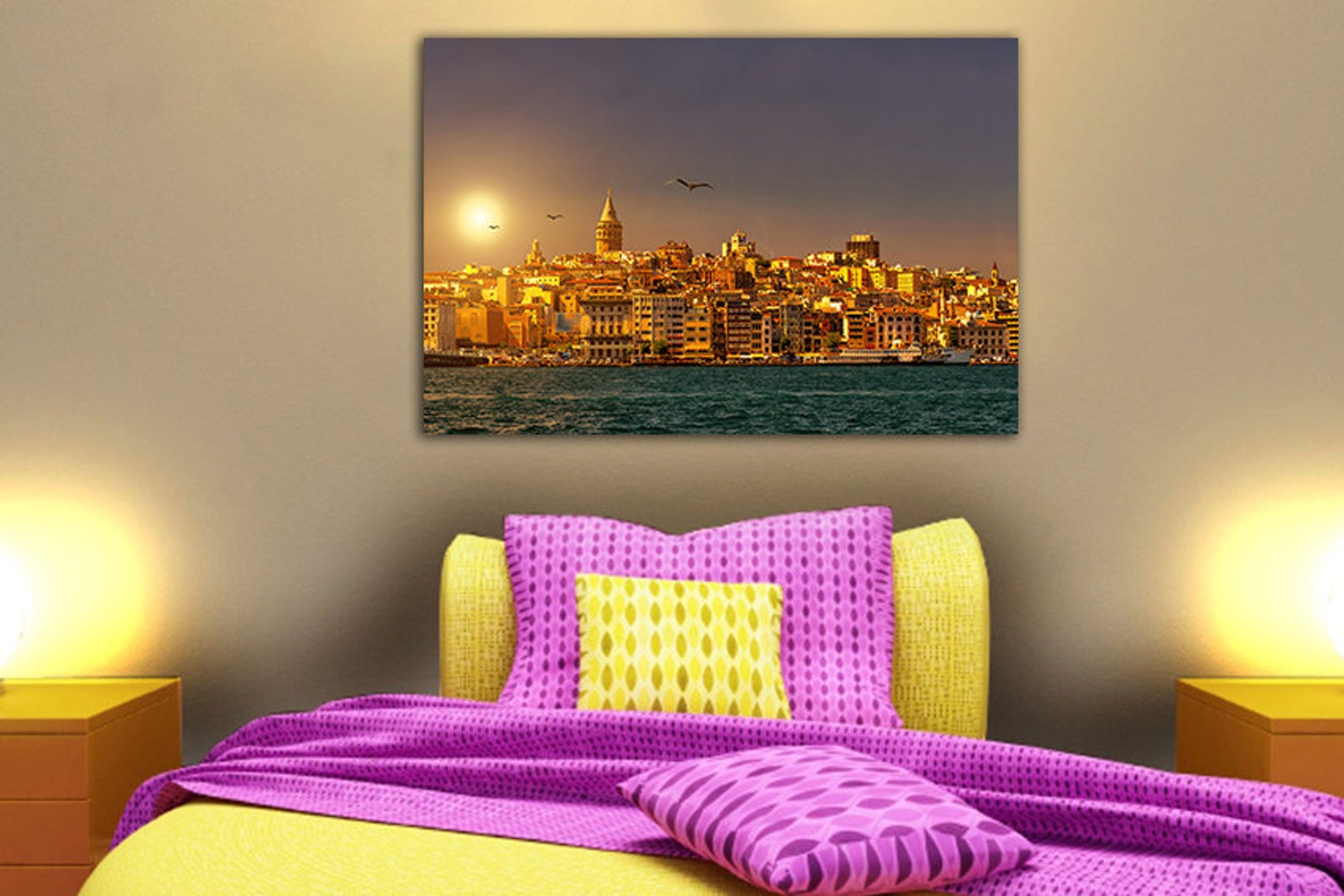 Istanbul Canvas Landscape Art Turkey Wall Art Sunset Decor Etsy