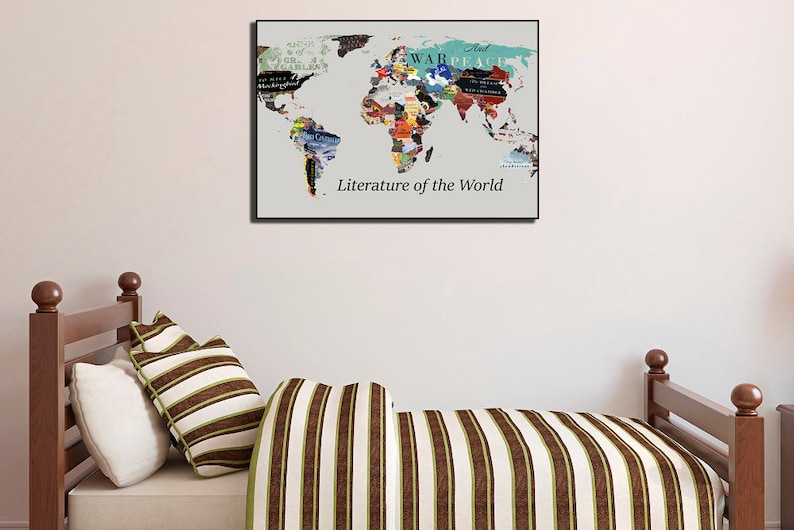 Literature map World Literature Map Literary Poster Literature Art Literary Print Literary Gifts World map poster Book Lover Gift World map image 8