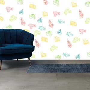 Lebendige Transport Wandbild Kinderzimmer Tapete Baby Wandbild Spielzimmer Wandkunst Abnehmbare Tapete Peel & Stick Kinder Wandbild Jungendekor