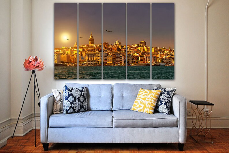 Istanbul canvas Landscape art Turkey wall art Sunset decor Etsy