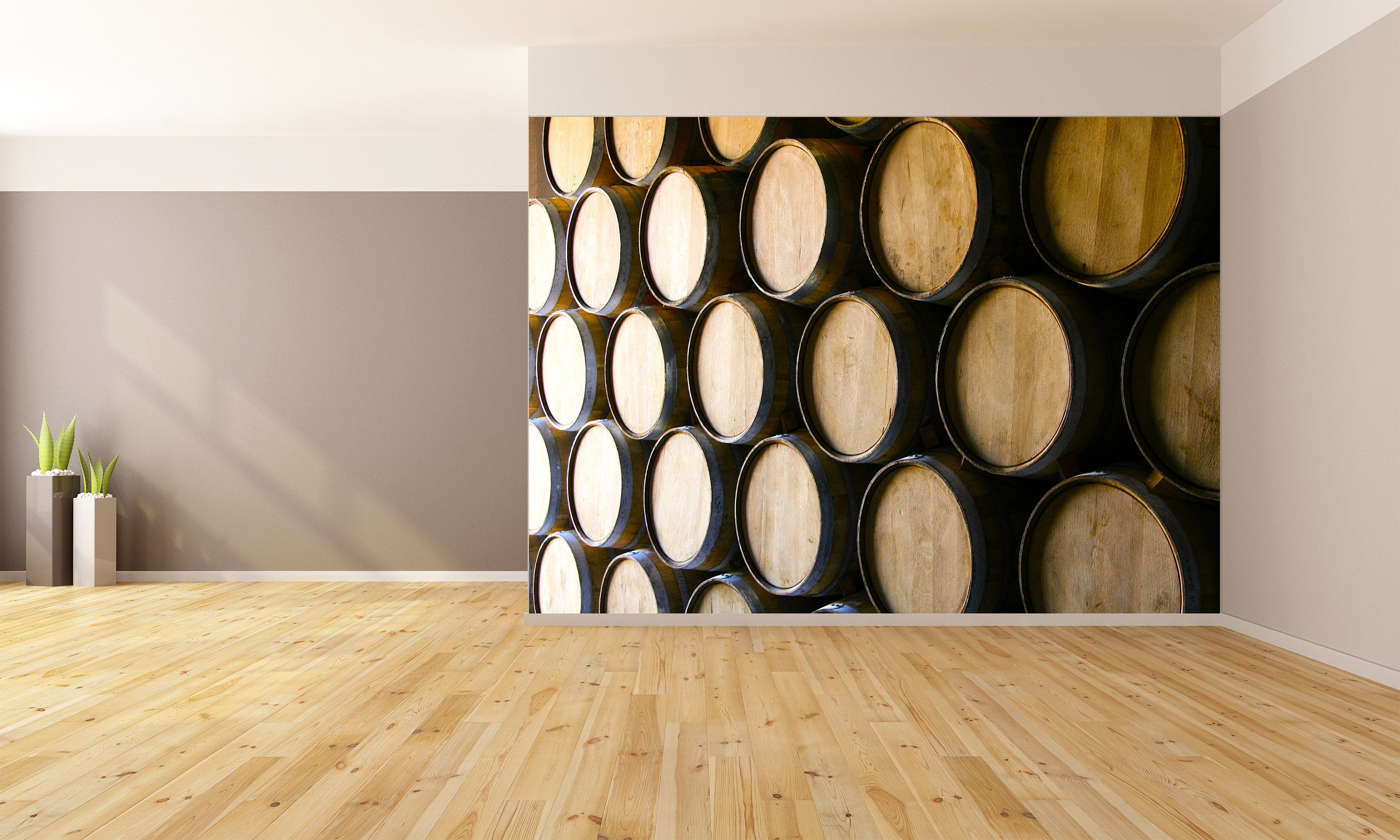Wooden Barrels Wine Wallpaper Wall Art Mural Wine Cellar Bar Wall Mural ...