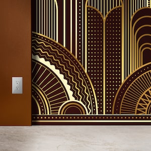 Geometric Black Gold Lines Mural Peel and Stick Abstract Wallpaper Minimalist Bedroom Wallpaper Removable Wallpaper for Walls Self Adhesive