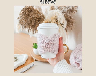 Crochet Coffee Sleeve Pattern, Beginner Crochet Pattern, Reusable Coffee Sleeve Pattern, Crochet Pattern PDF  | The Knus Cup Sleeve