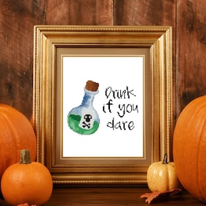 Drink If You Dare - Cross Stitch Pattern - Halloween Cross Stitch - Modern Cross Stitch - Spooky Cross Stitch - Horror Cross Stitch - Crafts