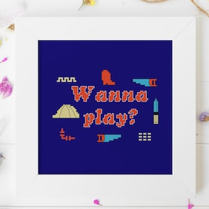 Wanna Play - Horror Cross Stitch - Modern Cross Stitch - Scary Cross Stitch - Movie Cross Stitch - Digital Download