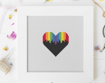 Pride Pattern Three Pack - Cross Stitch Pattern - Heart Cross Stitch - Rainbow Cross Stitch - Modern Cross Stitch - Digital Download