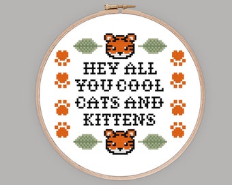 Cool Cats and Kittens - Cross Stitch Pattern - Tiger King Inspired Cross Stitch - Modern Cross Stitch - Snarky Cross Stitch - Digital PDF