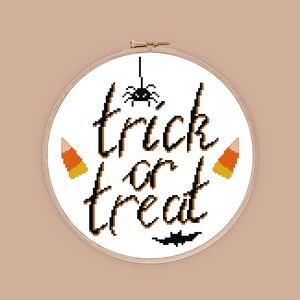 Trick or Treat - Cross Stitch Pattern - Halloween Cross Stitch - Spider Cross Stitch - Modern Cross Stitch - Holiday Cross Stitch - PDF