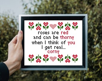 Roses Are Red - Cross Stitch Pattern - Love Cross Stitch - Snarky Cross Stitch - Modern Cross Stitch - Cute Cross Stitch - Digital Download