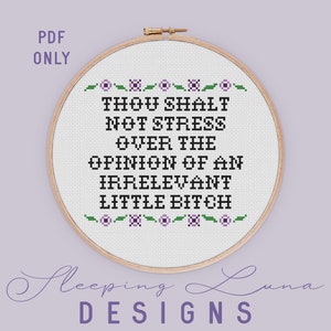 Thou Shalt Not - Cross Stitch Pattern - PDF Download - Modern Cross Stitch - Snarky Cross Stitch - Funny Cross Stitch - Floral Cross Stitch