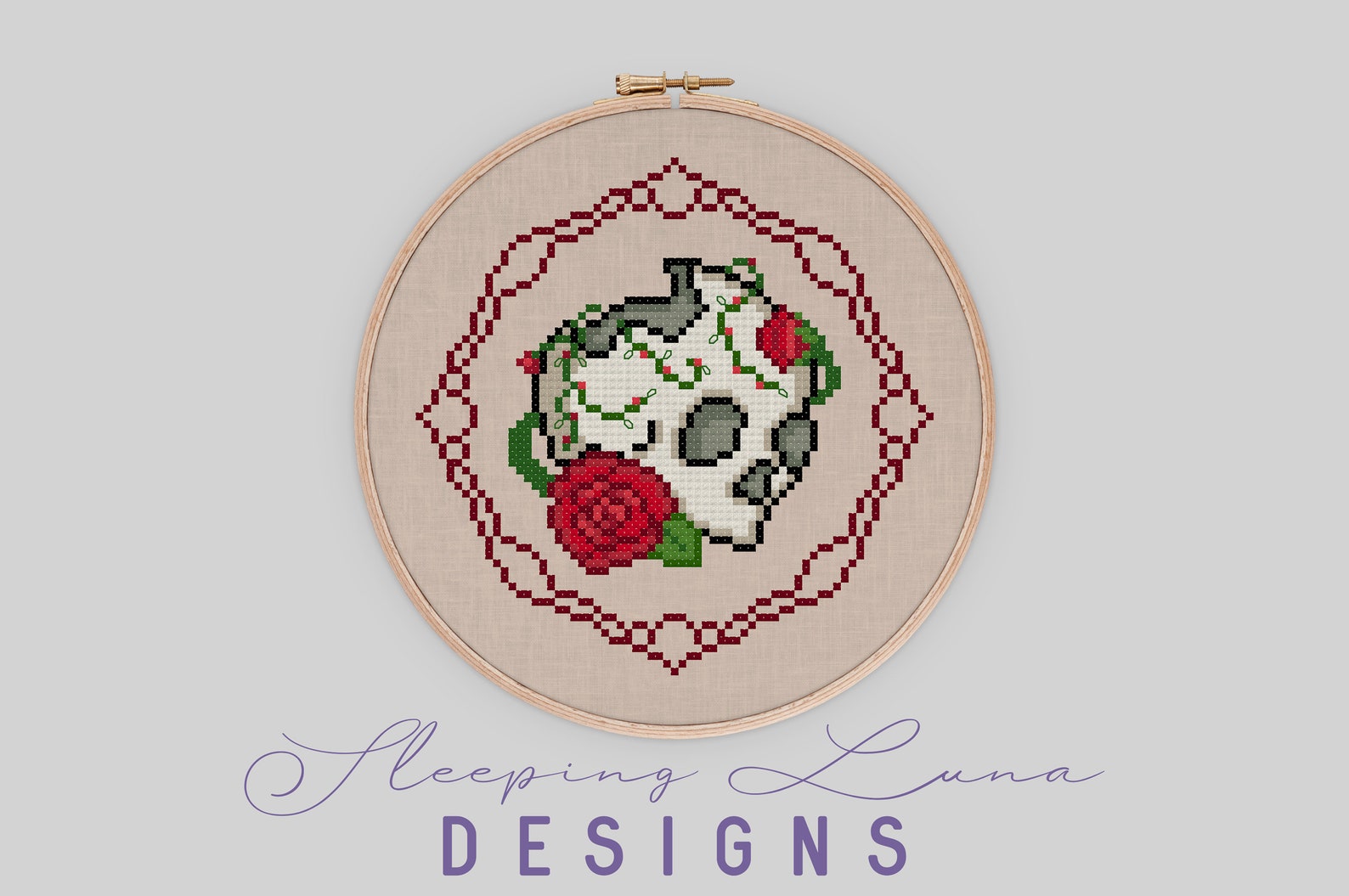 Skull and Roses - Cross Stitch Pattern - Gothic Cross Stitch - Modern ...