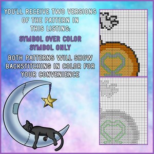 Sweet Dreams Cross Stitch PDF Pattern Moon Night Stars Kid Friendly Embroidery image 2