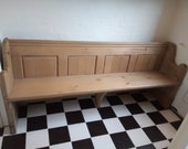 Pew pitch pine 6ft, panel backed, book shelf at back, 19th Century church pew