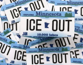 Ice Out Minnesota License Plate Sticker | Laptop Sticker | Water Bottle Sticker | Minnesota Sticker