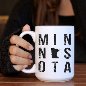 Minnesota Square Design with Minnesota State Shape | Coffee Mug | 15oz