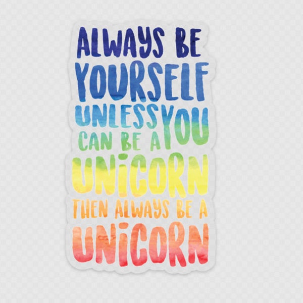 Rainbow Unicorn Water Bottle Sticker | Motivational Water Bottle Sticker