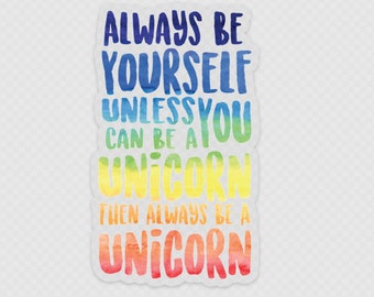 Rainbow Unicorn Water Bottle Sticker | Motivational Water Bottle Sticker